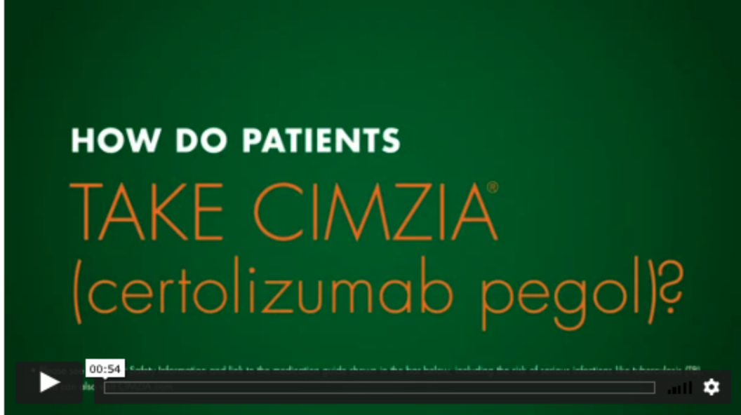 How do patients take CIMZIA(R) (certolizumab pegol) video?