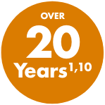 Over 20 years orange circle