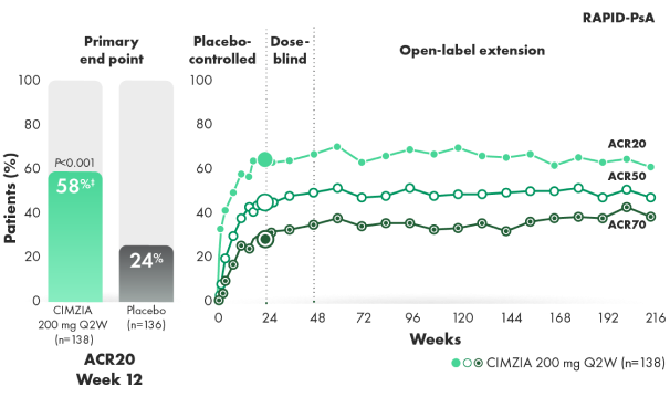 Graph of ACR20/50/70 response rates.